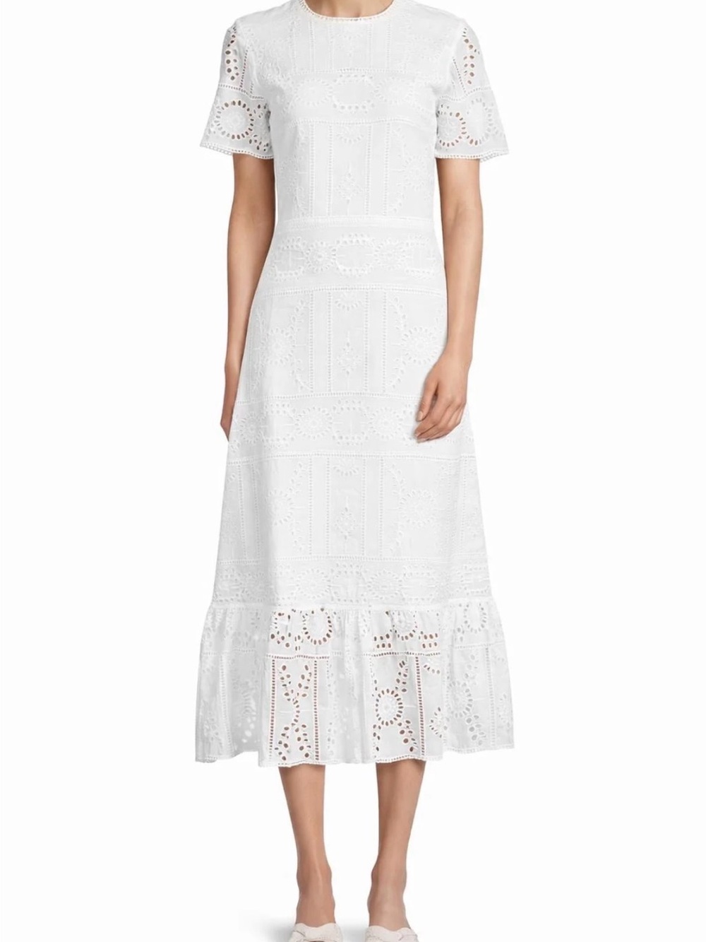 The Kooples White Eyelet Midi Dress size 2France/ size 6-4